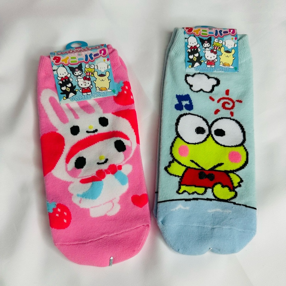 Sanrio Comfortable & Versatile Women's Short 2 Socks Bundle Keroppi & My Melody